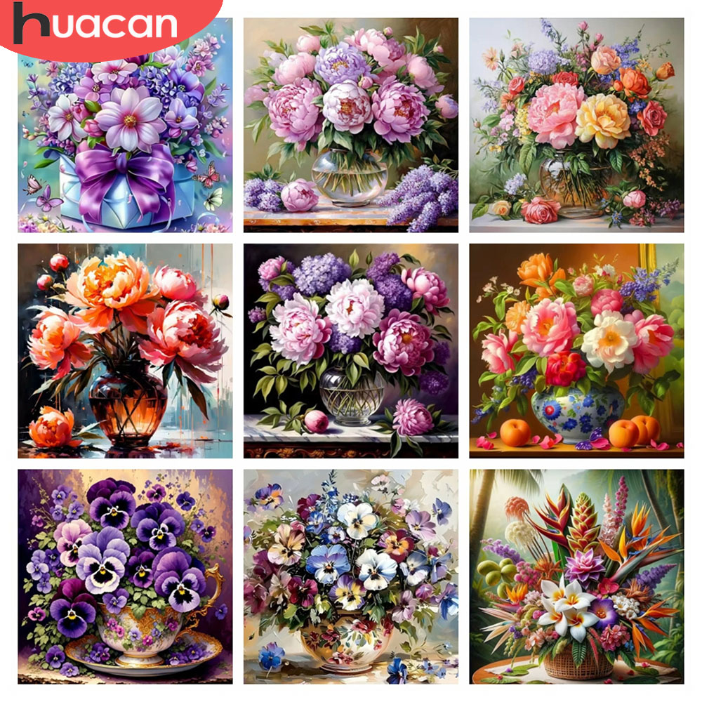 Resin Art With Rose - HUACAN 5D ダイヤモンドモザイク ローズフラワーペインティング クロスステッチアートキット 牡丹の花