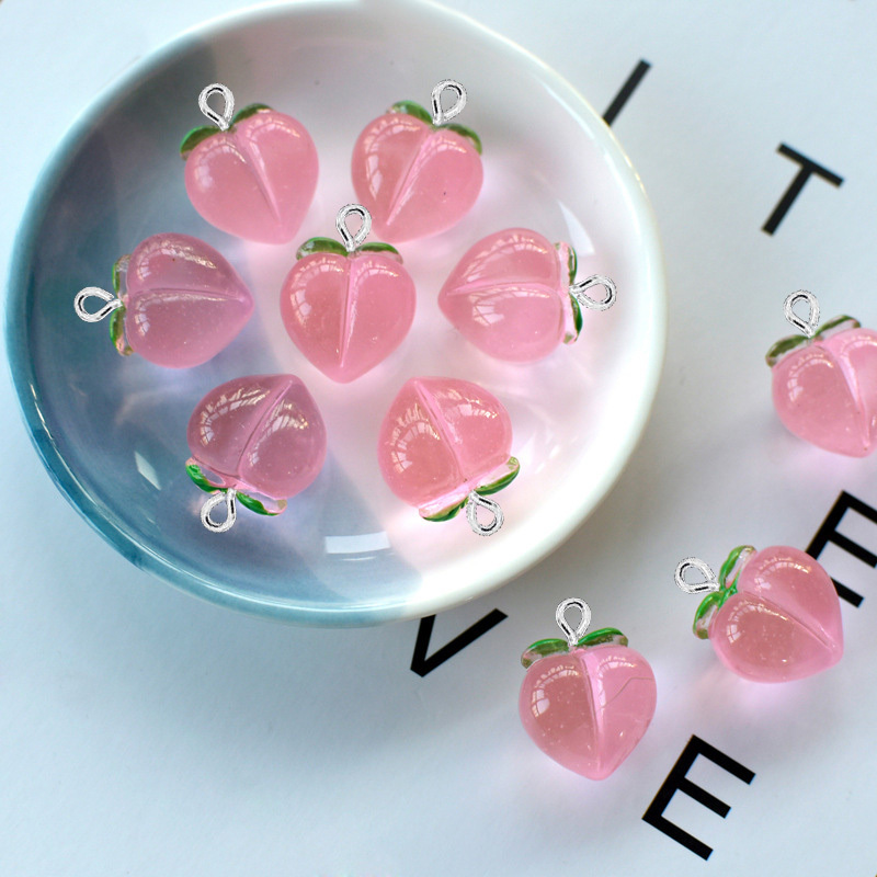 Resin Art Essentials - 10 個新しい透明ピーチフラット樹脂チャームペンダントジュエリー作成アクセサリー DIY イヤリングネックレスキーホルダー装飾用
