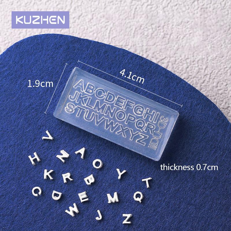Resin Art Zone - シリコンミニネイルアート型,アルファベットの26文字,A-Z文字,3Dフラワーネイルデザイン,樹脂型,DIY,手作り