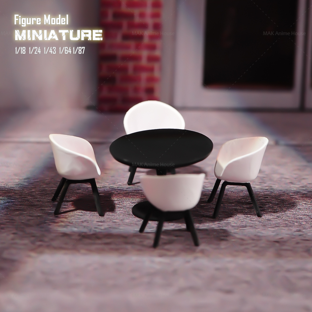 Resin Art Coffee Table - ミニチュアフィギュア,テーブルと椅子のセット,レストランの人形,モデルおもちゃ,ファッショナブル,クリエイティブ,コーヒーショップ,1/87, 1/64, 1/43, 1/24, 1/18