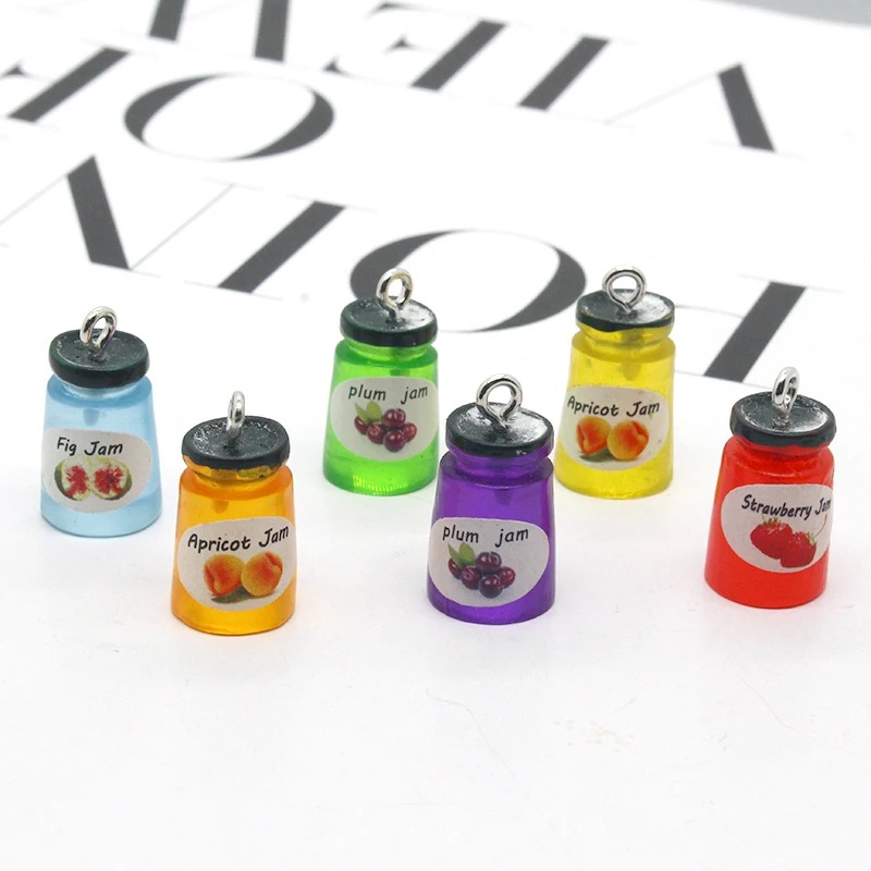 Resin Art Essentials - 10個/パック いちごりんごフルーツジャム樹脂製イヤリングチャーム DIYキュートフードペンダント ブレスレットキーホルダージュエリー製作に