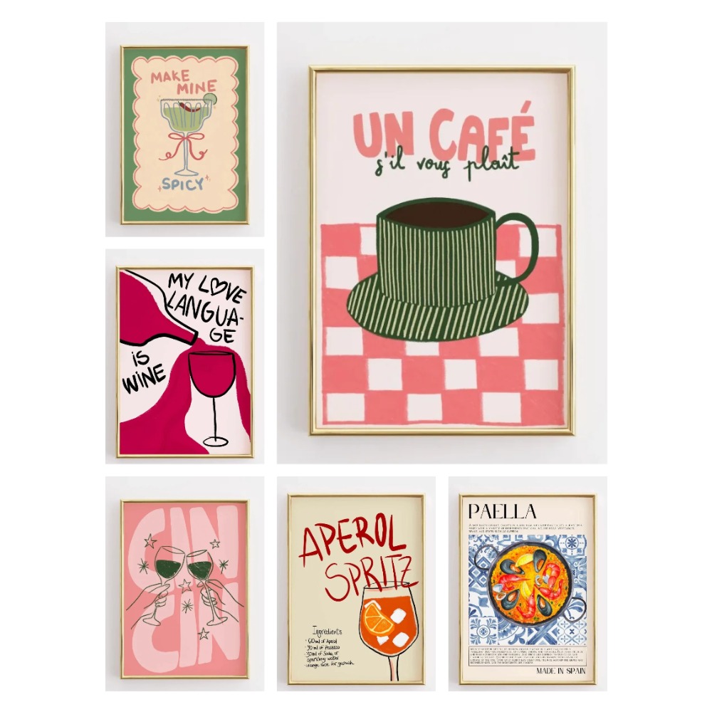 Resin Art Quotes - 2026 面白いキッチンの名言ポスター レトロな食品イラスト ダイヤモンドペインティングプリント コーヒー愛好家のためのウォールアート絵画 モダンキッチン装飾
