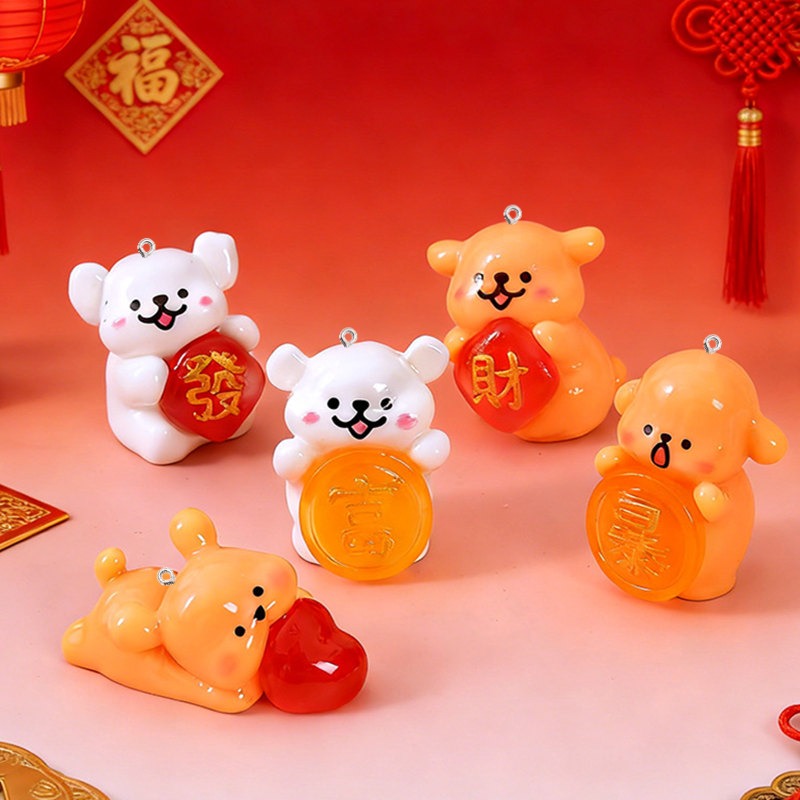Resin Art Earrings Material - 5 個漫画犬樹脂チャーム工芸用品かわいいイヤリングブレスレットペンダントジュエリー作成材料 DIY アートアクセサリーフック