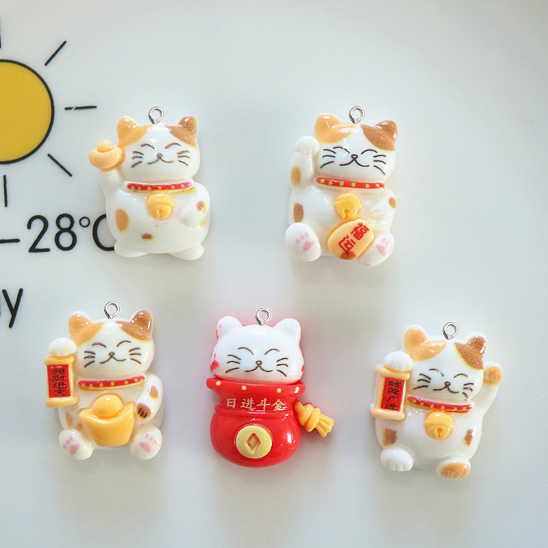 Resin Art Earrings Material - 10 個かわいい光沢のある猫樹脂小さなペンダントファッションガール DIY ジュエリーアクセサリーイヤリングキーホルダーチャーム装飾アート素材フック