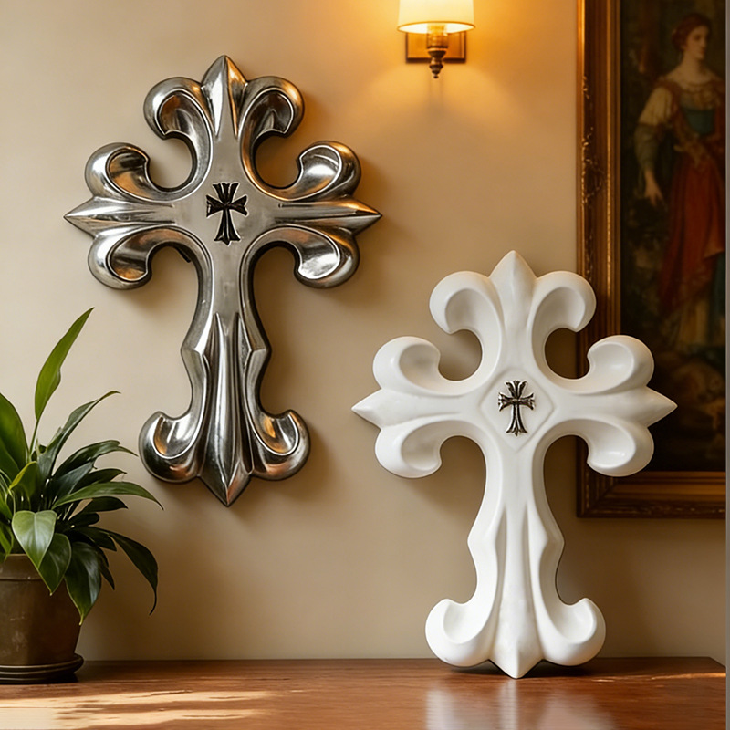Resin Art On Wall - レトロクロス壁飾りゴシックスタイル樹脂製十字架装飾品ヴィンテージ吊り下げ彫刻品、家の寝室、リビングルームの壁アート装飾用
