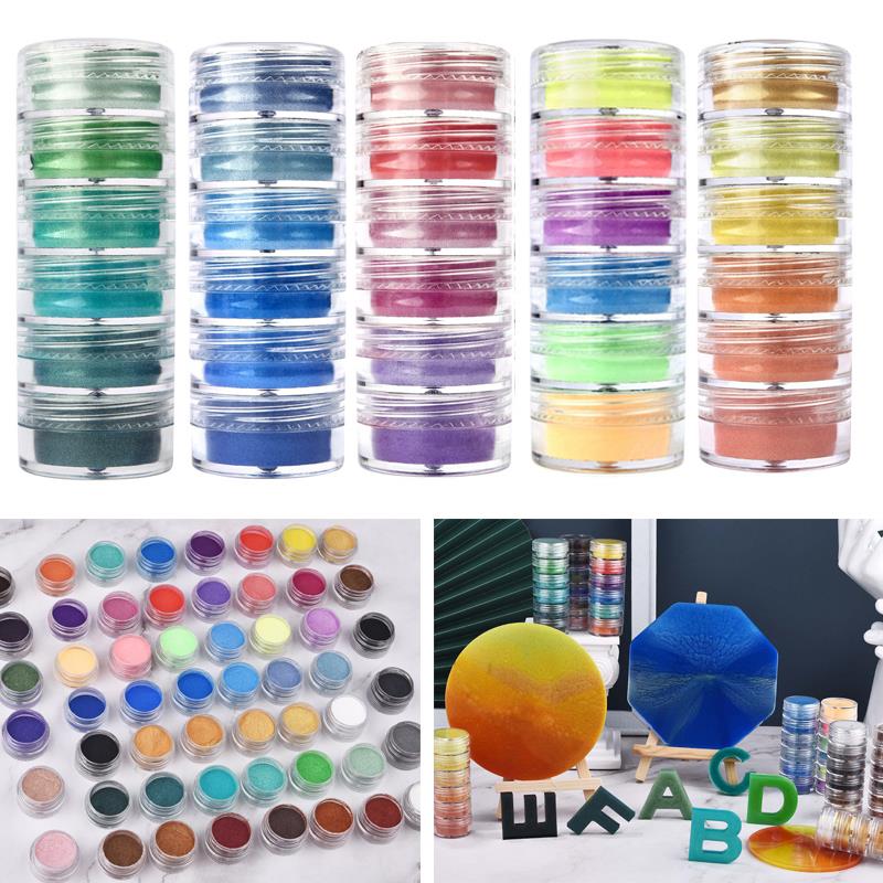 Pearl Powder Resin - ジュエリー作り用のエポキシ樹脂パウダー,ミネラル染料を使用した6色の樹脂ビーズのセット