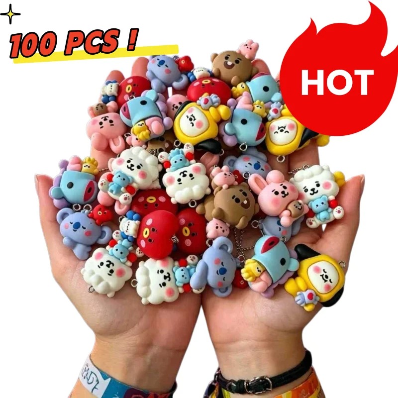 Resin Art Essentials - 7 個 BT21 樹脂漫画チャーム DIY アクセサリークラフト用品ジュエリー作成用イヤリングネックレスブレスレットペンダント電話デコ