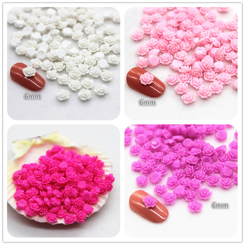 Resin Art With Rose - ミニローズレジンカボション,100個,6mm,フラワーフラットバック,日曜大工,スクラップブッキング,手工芸品,ネイルアートの装飾