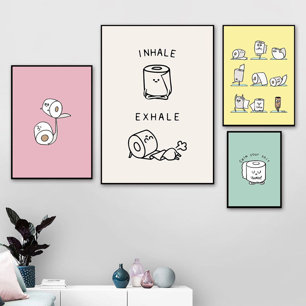 Resin Art Quotes - トイレットペーパーヨガ面白い引用句ミニマリストウォールアートダイヤモンドペインティング北欧ポスターとプリント写真洗面所の家の装飾用