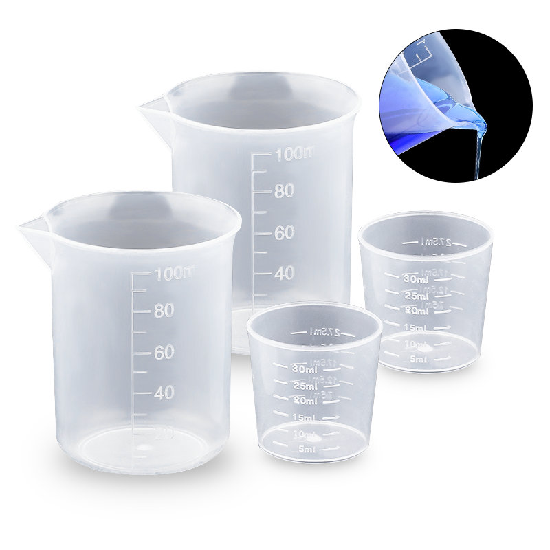 Resin Art Kitchen - 100ML & 30ML プラスチック計量カップ目盛り付きビーカーエポキシ樹脂ジュエリー作成ツール調理ベーキングキッチン測定ツール