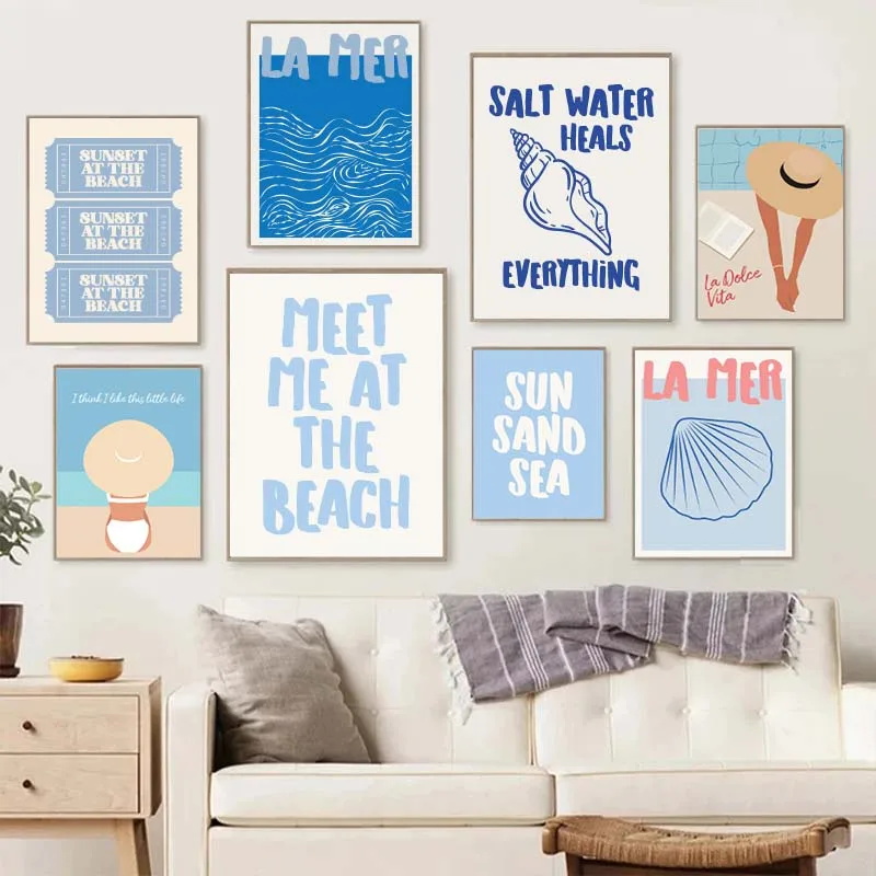 Resin Art Quotes - 貝殻とビーチで会いましょう ポスター 夏の海 ビキニ 海辺の名言 ダイヤモンドペインティング