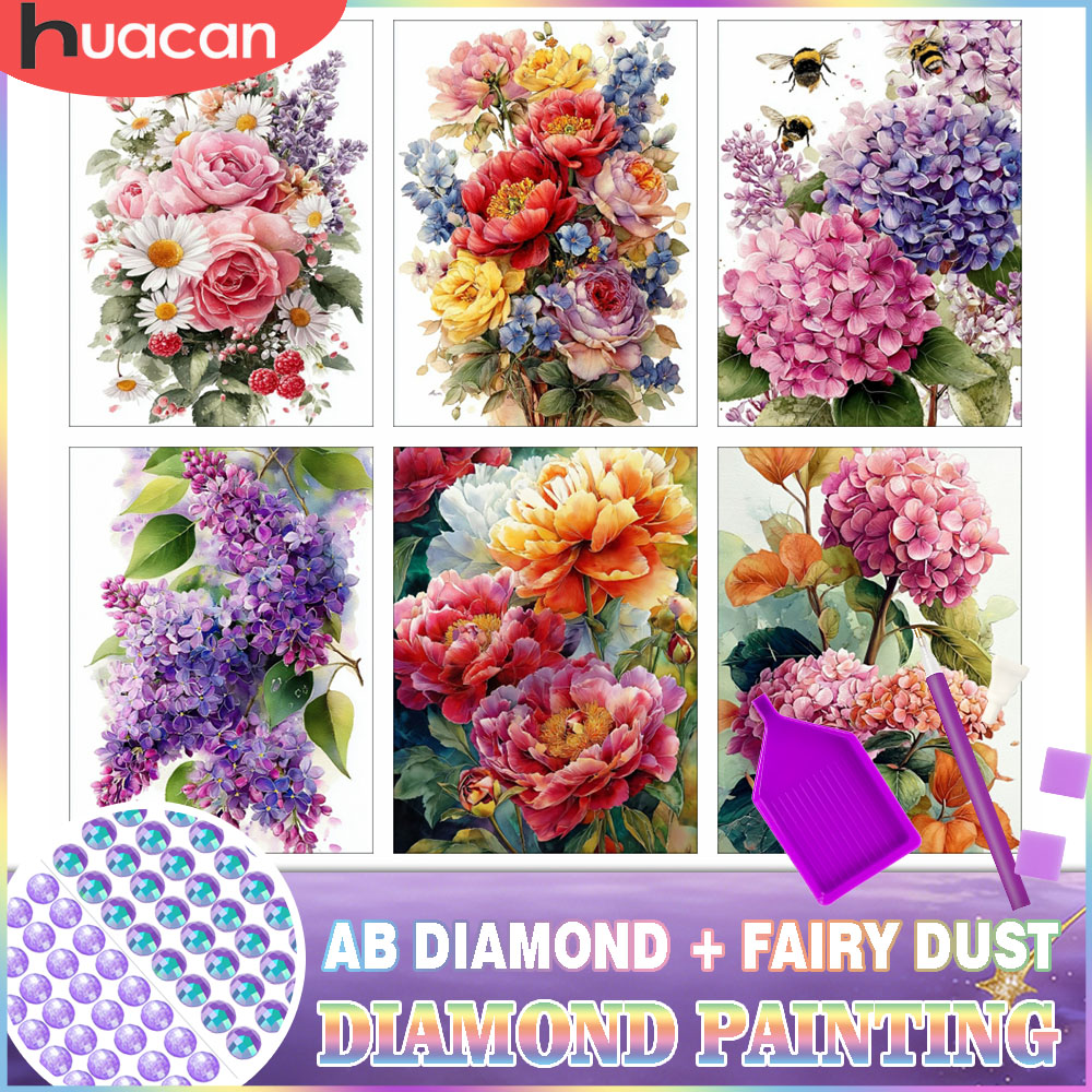 Resin Art With Rose - HUACAN ダイヤモンドペインティングキット 花 ローズ ハイドランジア AB