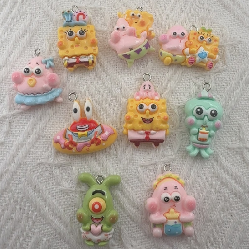 Resin Art Essentials - 10個入り漫画風樹脂ペンダント、DIYジュエリー製作イヤリング、キーホルダーアクセサリー