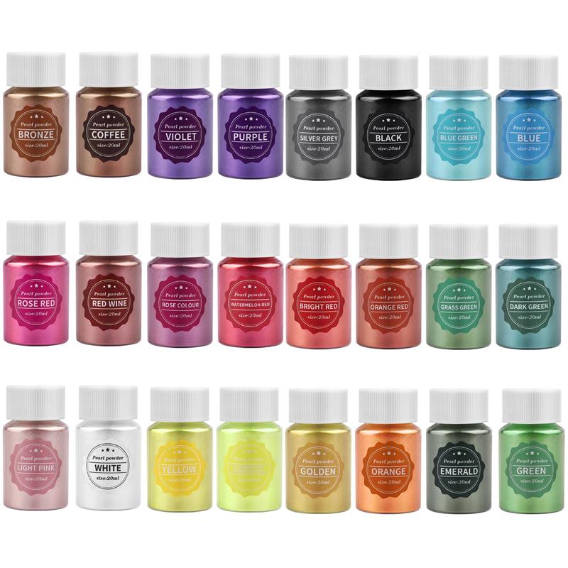 Pearl Powder Resin - 24コレクターズビーズ10g,エポキシ樹脂,染料,マニキュア,手工芸品の充填,DIY
