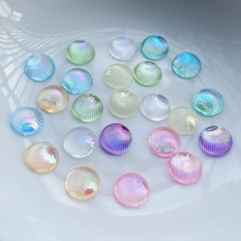 Resin Art Earrings Design - 100 個円形シェル 3d ジュエリーレジン DIY 装飾ステッカーイヤリングネイルアートデザイン