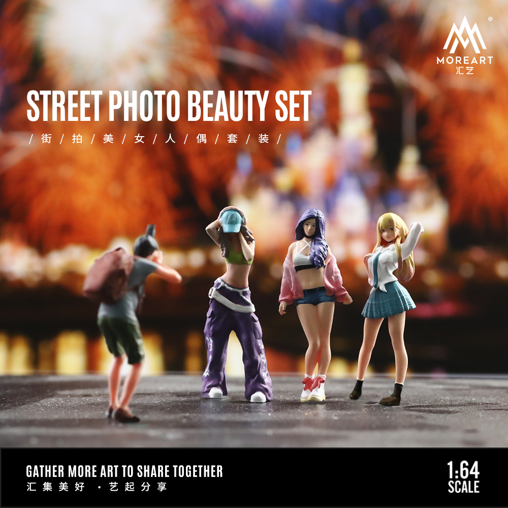 Resin Art Set - More Art 1:64 アクションフィギュアセット、ストリートショットビューティードールセット装飾フィギュアモデル、ディスプレイ、コレクション、ギフト用