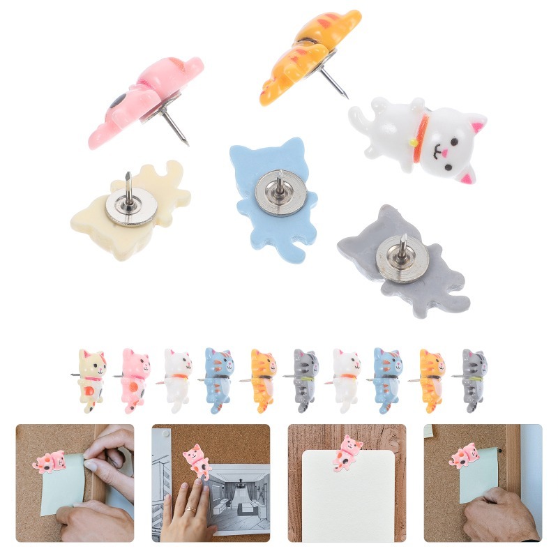 20個入り 可愛い樹脂製猫プッシュピン 装飾用動物型画鋲 コ - Resin Art On Wall のレビューと価格