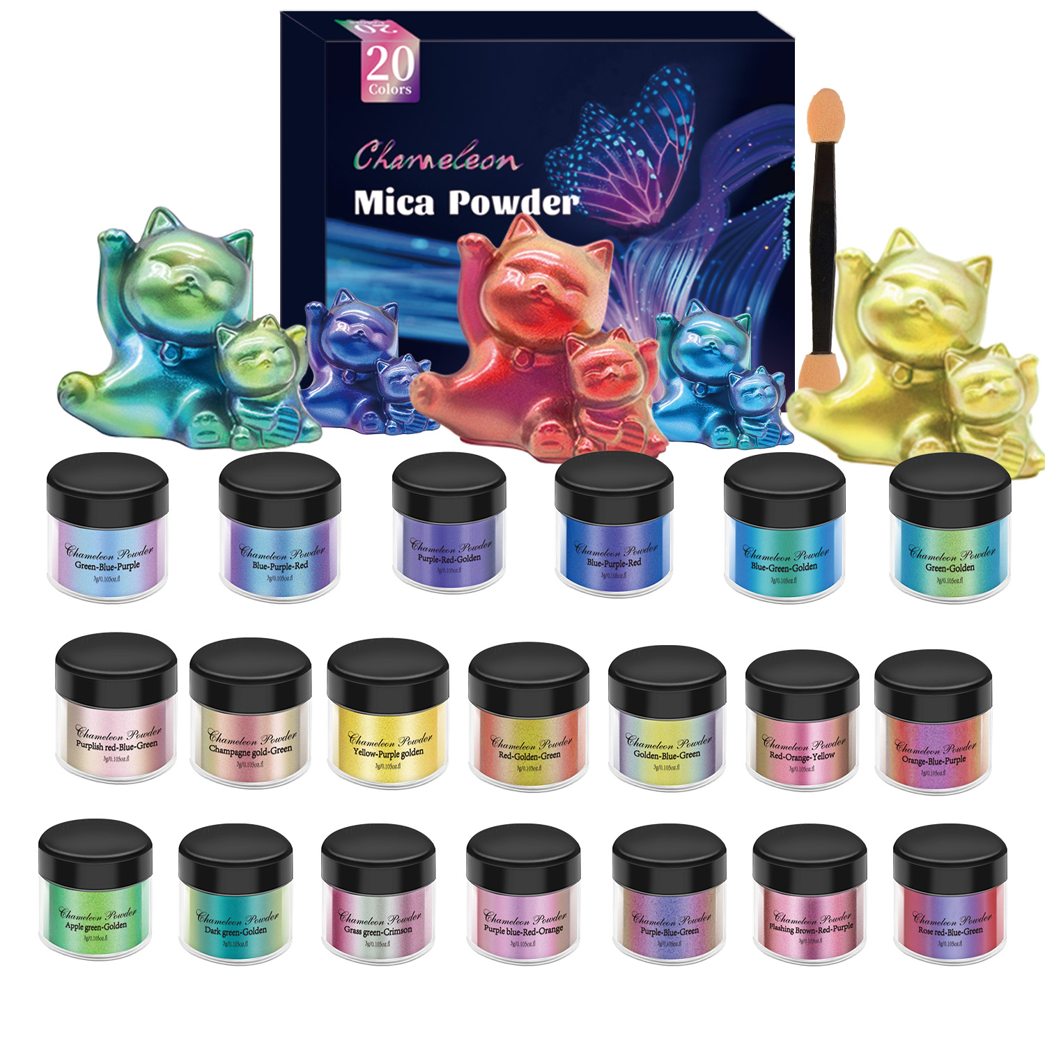 10/20 個ミラーカメレオン顔料セットパールグロスエポキシ - Pearl Powder Resin のレビューと価格