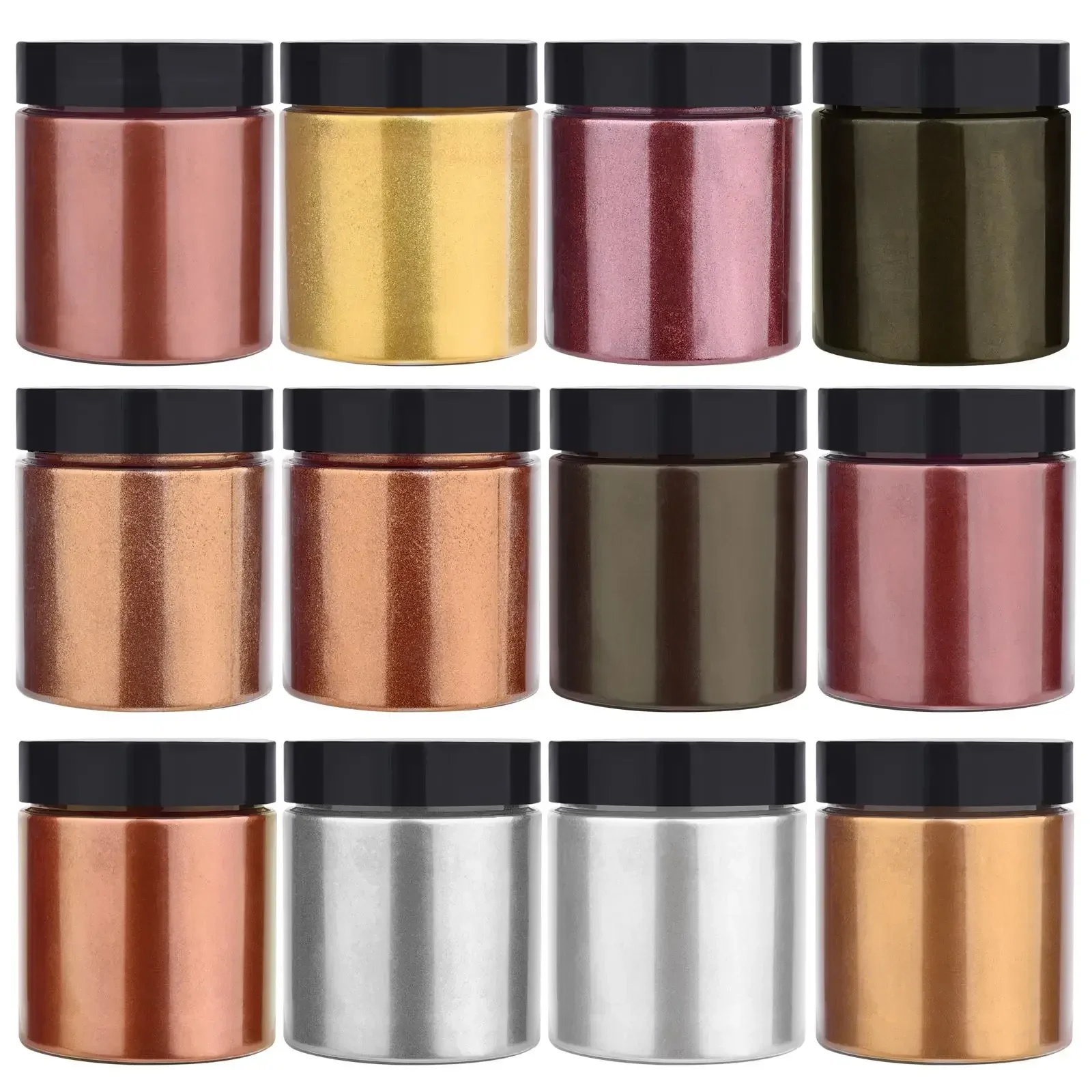 50 グラム/ボトルメタリックグリッターパウダーゴールドシル - Pearl Powder Resin のレビューと価格