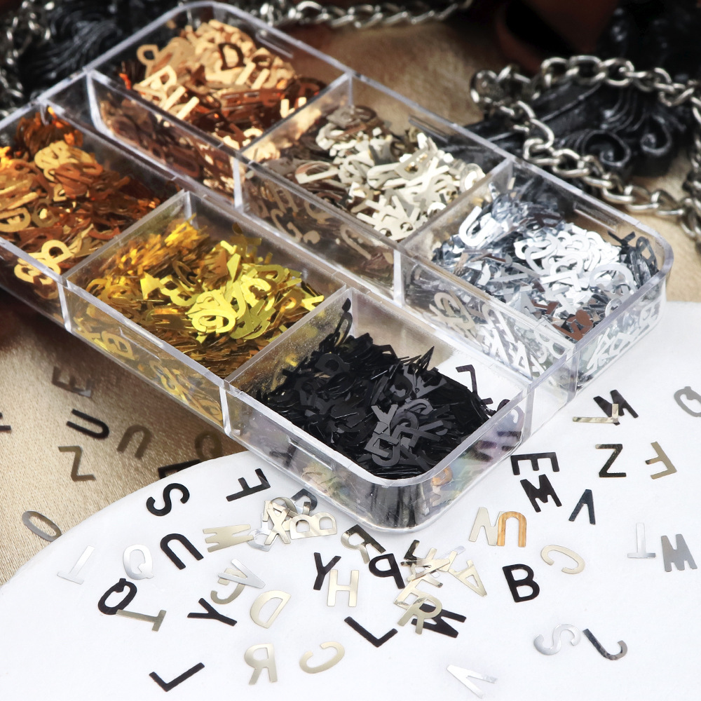 6グリッドボックスメタリックアルファベットネイルアートスパン - Resin Art Zone のレビューと価格