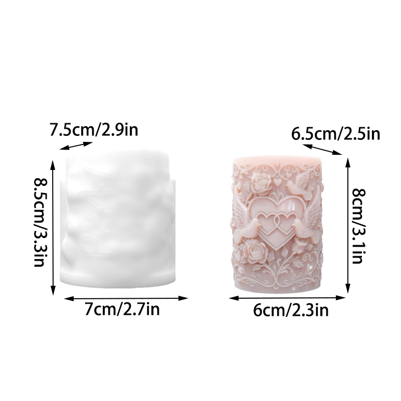 ダブルハートコネクテッドホワイトダブレリーフキャンドルシリコ - Resin Art With Rose のレビューと価格