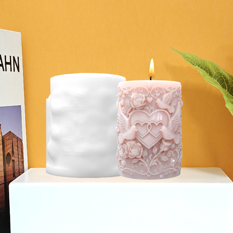 ダブルハートコネクテッドホワイトダブレリーフキャンドルシリコ - Resin Art With Rose のレビューと価格