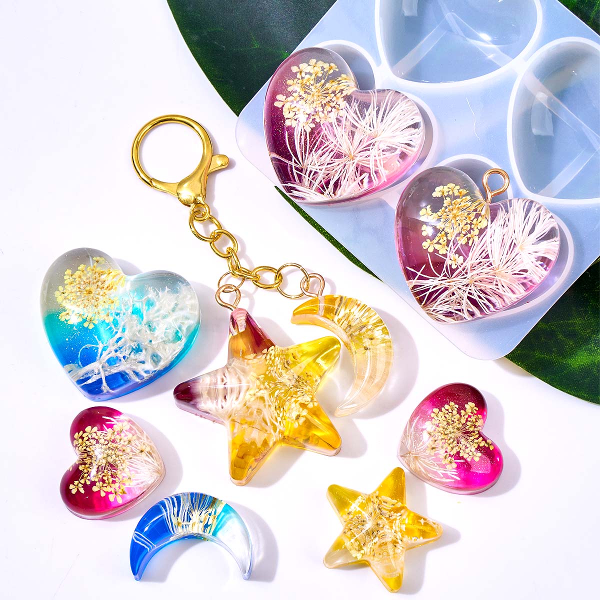 ハートスタームーンペンダントシリコンモールド DIY エポキ - Resin Art Kit With Molds のレビューと価格