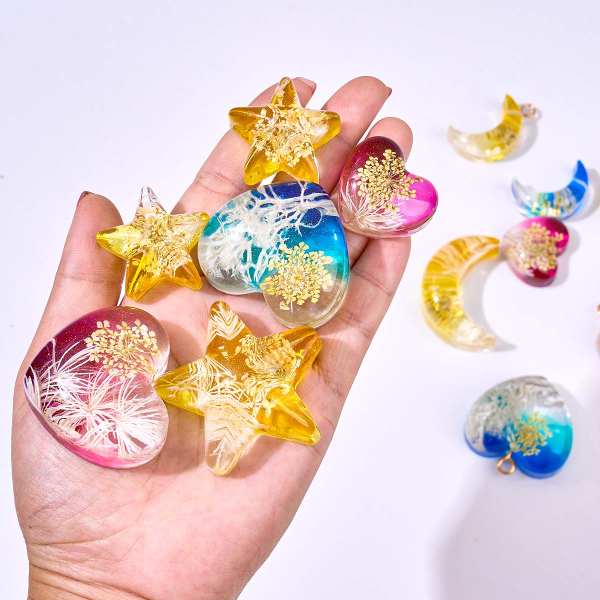ハートスタームーンペンダントシリコンモールド DIY エポキ - Resin Art Kit With Molds のレビューと価格
