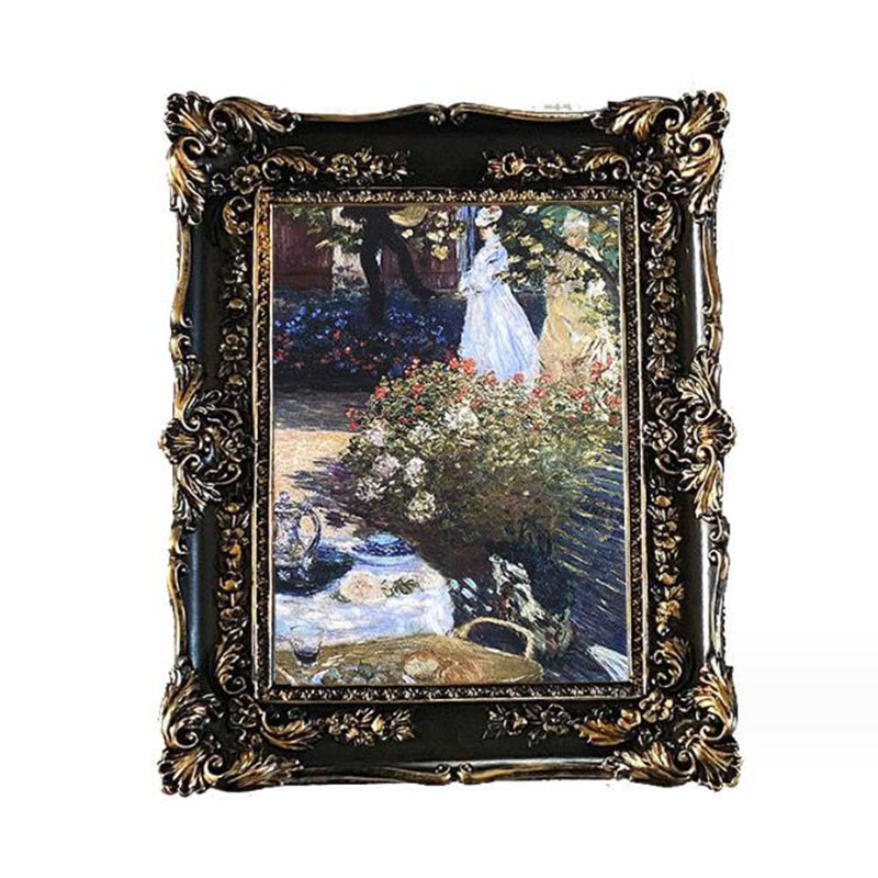 ヨーロッパスタイル樹脂レリーフ花フォトフレーム黒色額縁長方形 - Resin Art Photo Frame のレビューと価格
