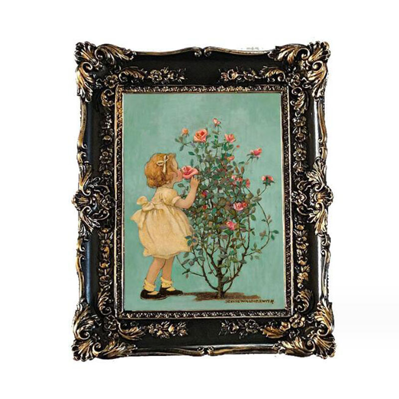 ヨーロッパスタイル樹脂レリーフ花フォトフレーム黒色額縁長方形 - Resin Art Photo Frame のレビューと価格