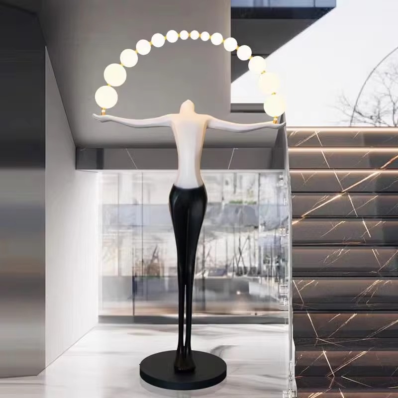 ホテルロビー用の卸売大型LEDフロアランプ、人間の芸術像デザ - Resin Art Materials Wholesale のレビューと価格