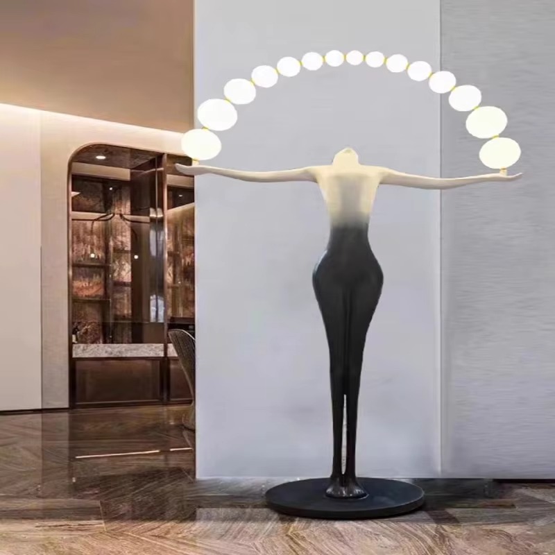 ホテルロビー用の卸売大型LEDフロアランプ、人間の芸術像デザ - Resin Art Materials Wholesale のレビューと価格