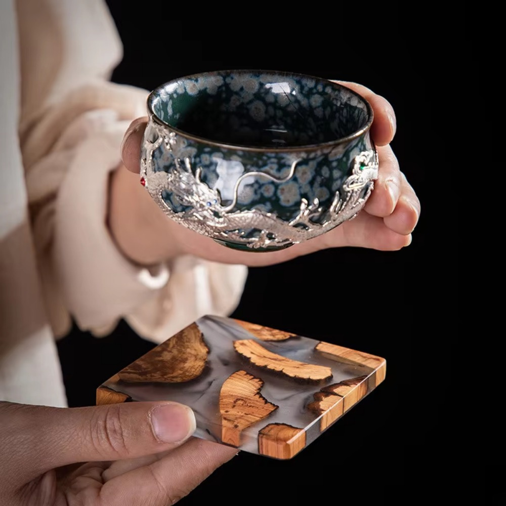 木製樹脂コースターカップクッション,四角い滑り止めマット,和 - Resin Art Coffee Table のレビューと価格