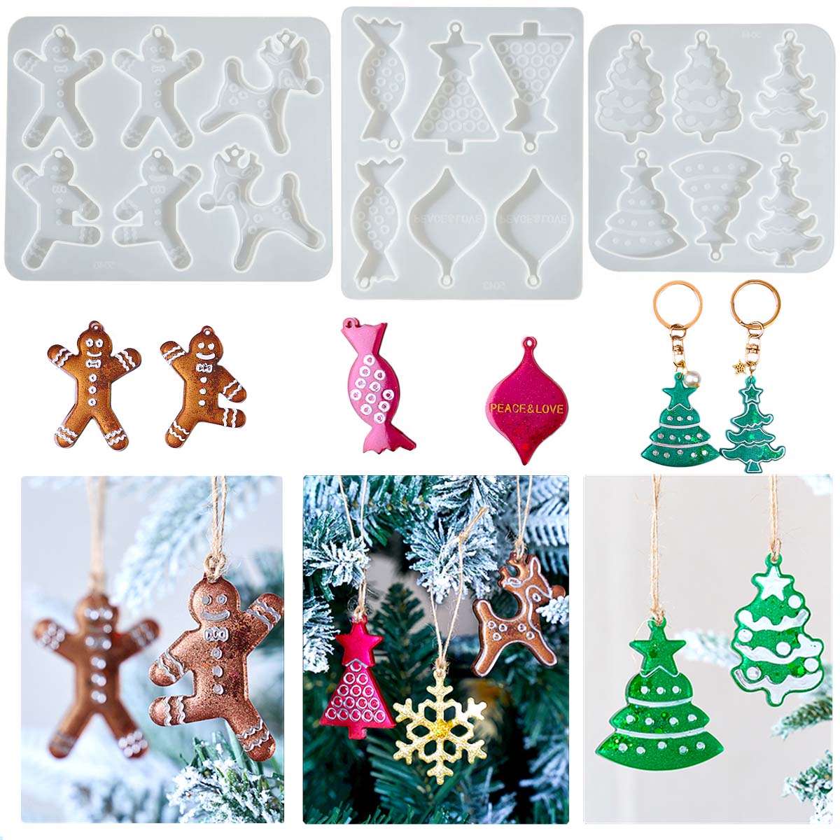 クリスマスシリーズイヤリングペンダントシリコンモールド DI - Resin Art Kit With Molds のレビューと価格