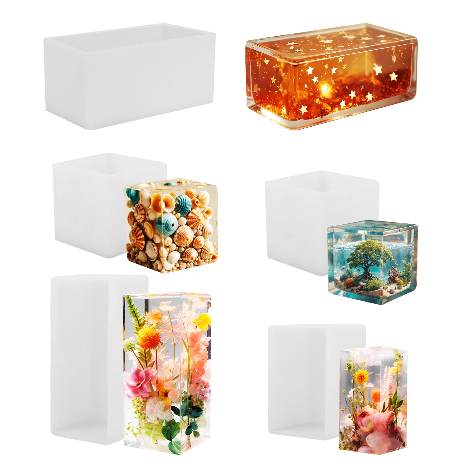 エポキシ鋳造型シリコンモールド DIY 立方体樹脂型クリスタ - Resin Art Kit With Molds のレビューと価格