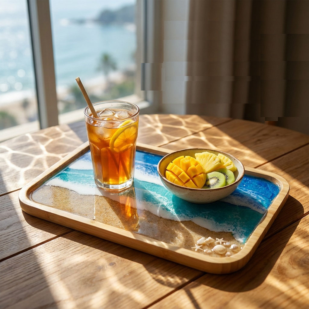 エポキシ樹脂オーシャンアート装飾トレイ、コーヒー、ダイニング - Resin Art Kitchen のレビューと価格
