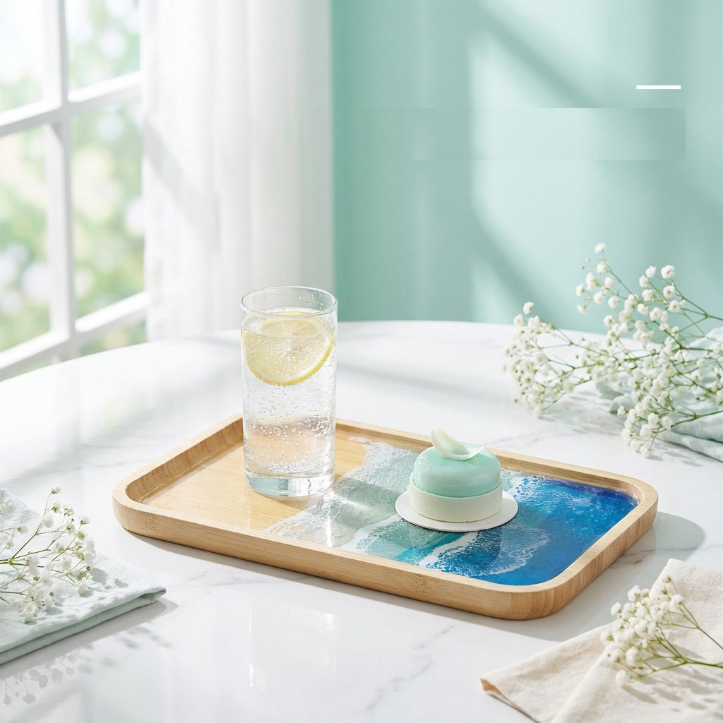 エポキシ樹脂オーシャンアート装飾トレイ、コーヒー、ダイニング - Resin Art Kitchen のレビューと価格