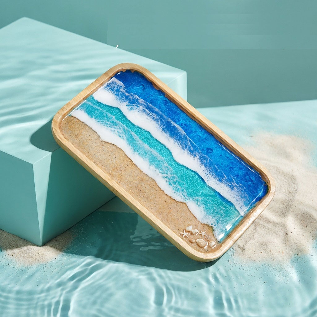 エポキシ樹脂オーシャンアート装飾トレイ、コーヒー、ダイニング - Resin Art Kitchen のレビューと価格
