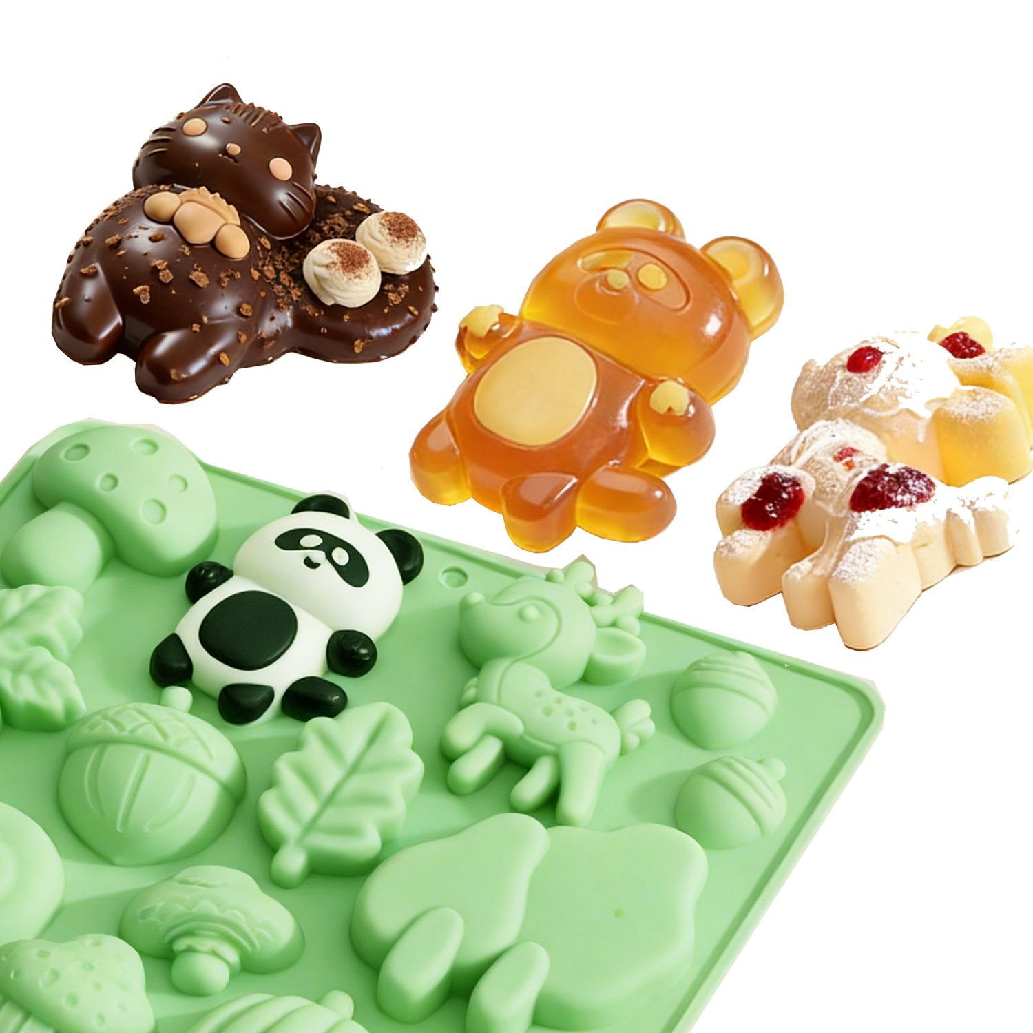 1個の動物の形をしたシリコンケーキ型、リスや鹿など、様々な動 - Resin Art Kit With Molds のレビューと価格