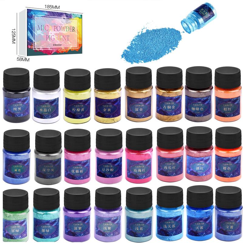 24色エポキシ樹脂染料雲母粉粉末顔料セット樹脂マイカ真珠光沢 - Pearl Powder Resin のレビューと価格