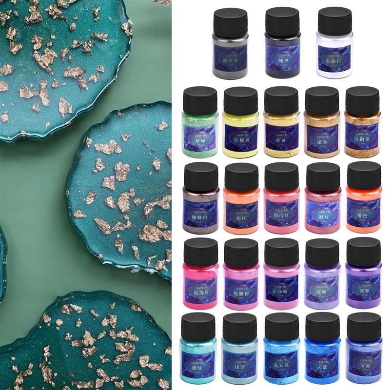 24色エポキシ樹脂染料雲母粉粉末顔料セット樹脂マイカ真珠光沢 - Pearl Powder Resin のレビューと価格