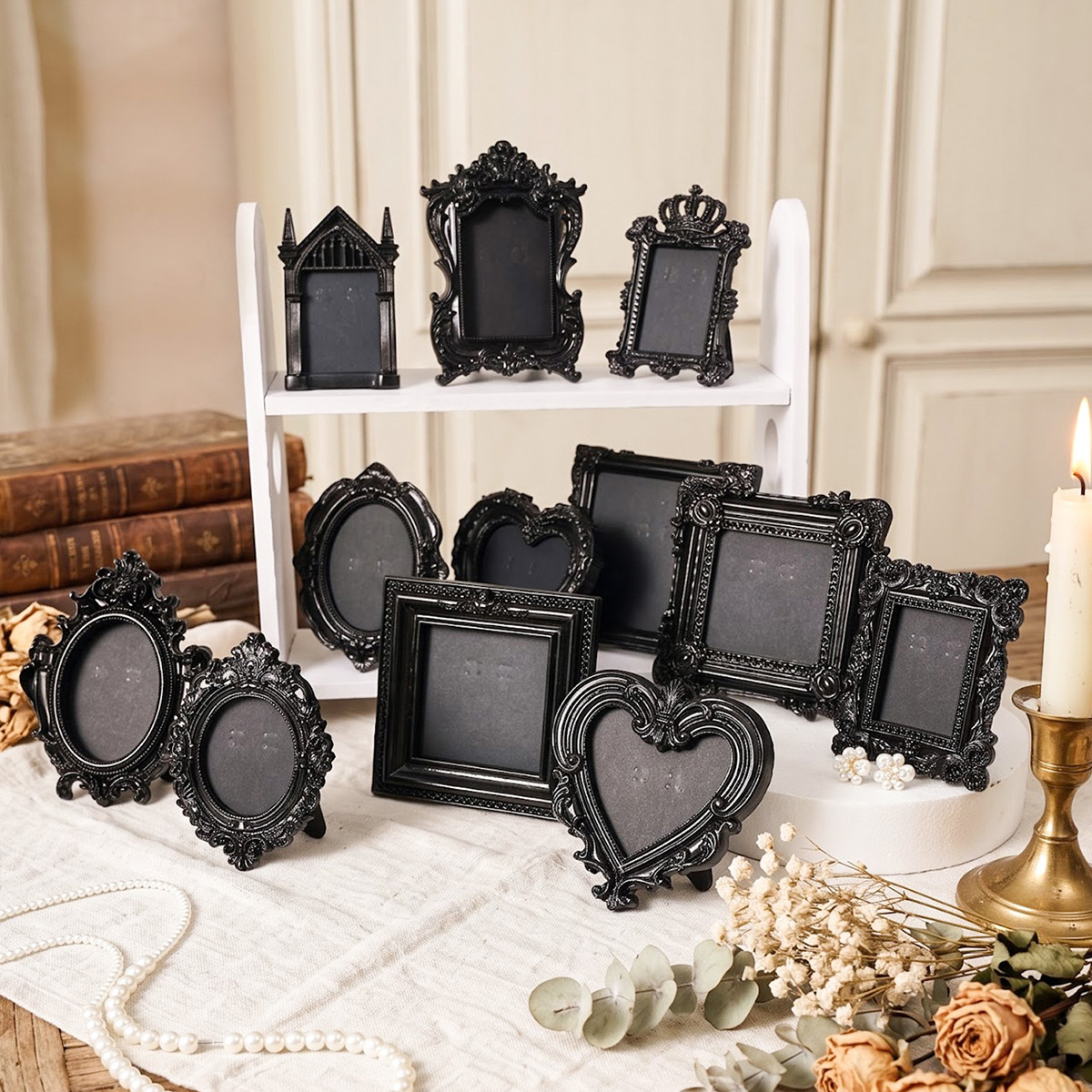 レトロミニフォトフレーム写真撮影用小道具樹脂製メモリーディス - Resin Art Photo Frame のレビューと価格