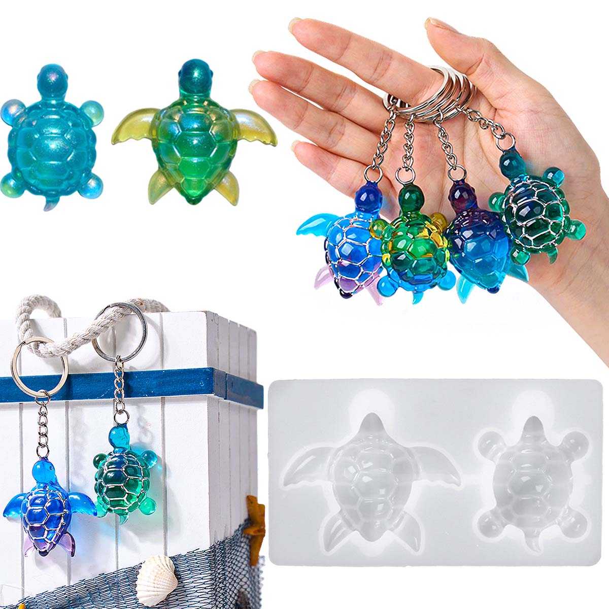 3D ウミガメキーホルダーシリコーン型 DIY 海洋テーマ動 - Resin Art Kit With Molds のレビューと価格