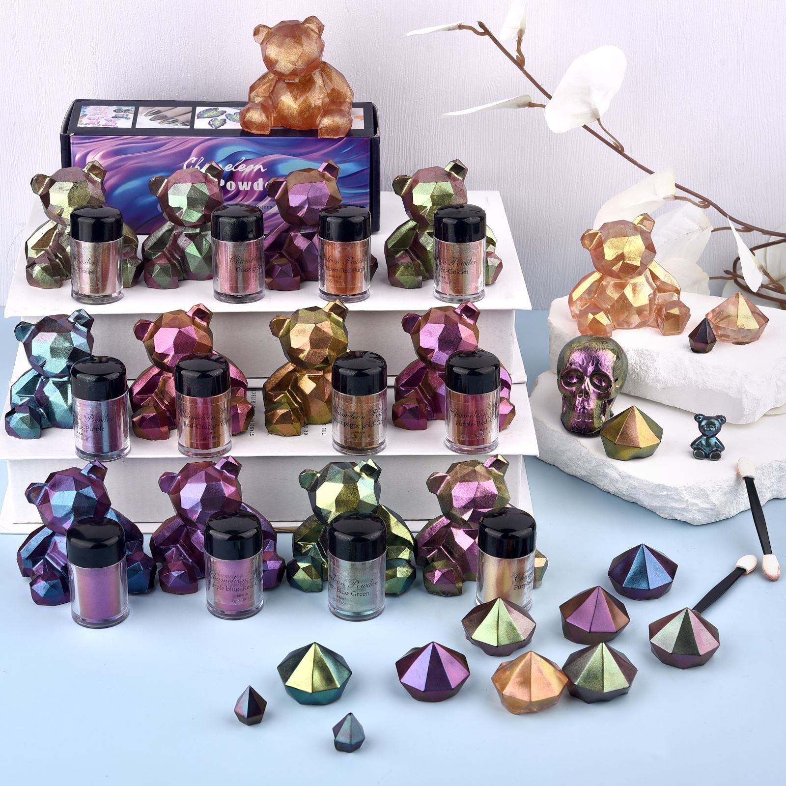 5 グラムカメレオンパウダーネイル染色マイカパウダー着色剤樹 - Pearl Powder Resin のレビューと価格